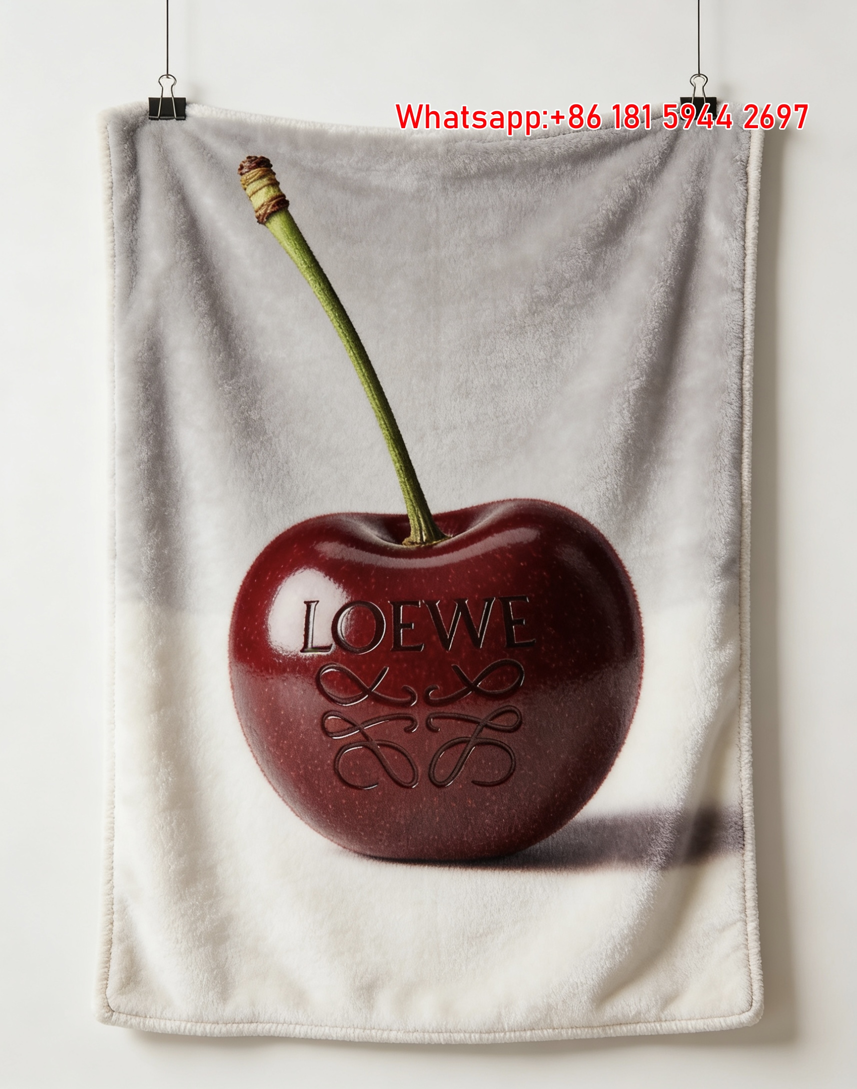 LOEWE Cherry Print Soft Flannel Throw Blanket for Home Decor L197